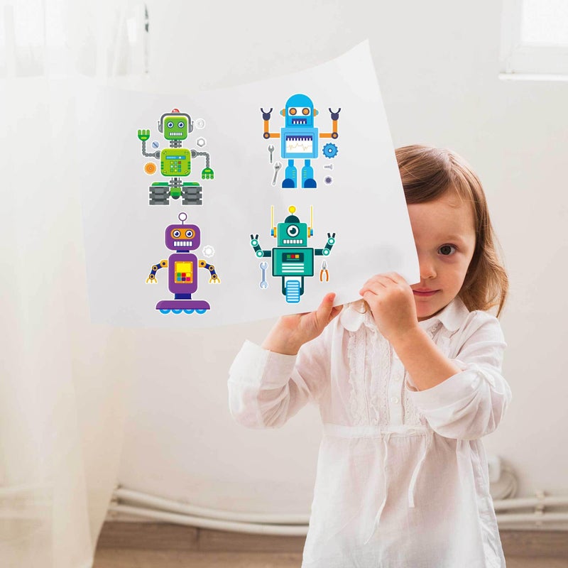 T-Antrix 24 Sheets Make Your Own Robot Stickers Make A Face Stickers for Kids Toddlers with Robots DIY Craft Kids Party Favor Supplies Crafts - Image 5